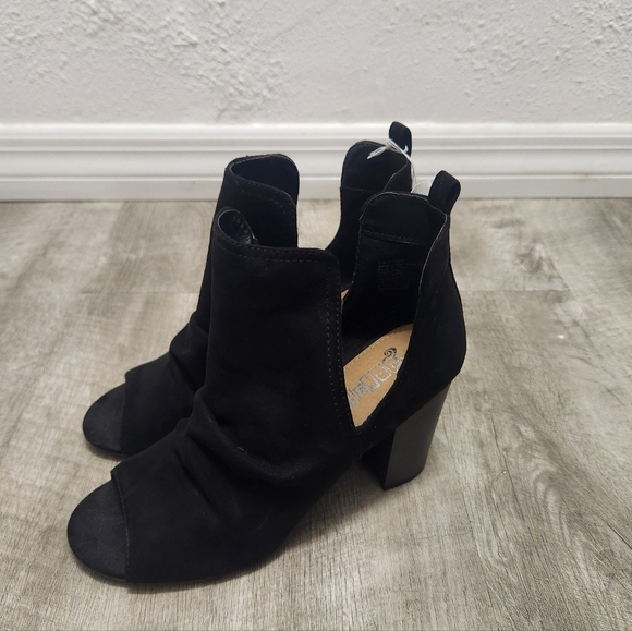 Women's Slip-On Open Toe Peep Toe Ankle Boots Suede Black - Size 8.5 *NWT* - Picture 6 of 9
